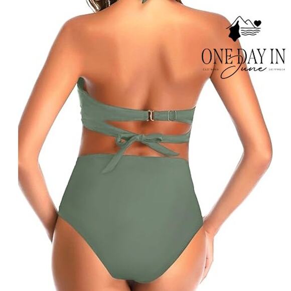 Tempt Me Cross Front High Waist Bikini Swimsuit Size M - Picture 2 of 7